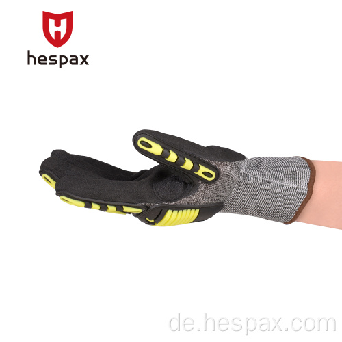 Hespax Touchscreen sandy nitril geschnittene resistente Handschuhe